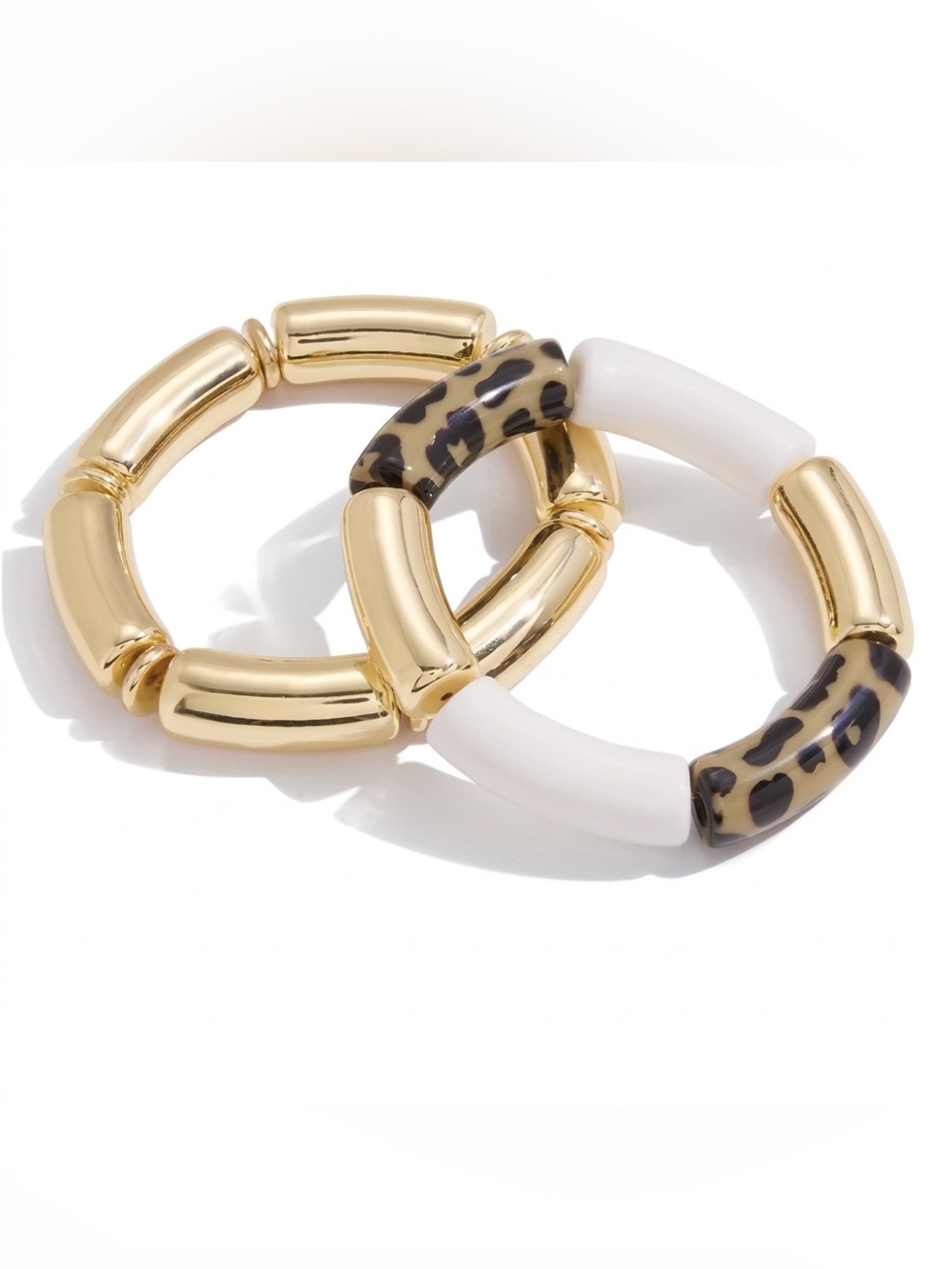 Gold, leopard and white Statement bracelets with Leopard Accent